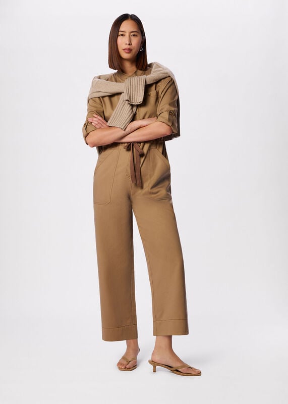 Taupe Drawstring Utility Boilersuit