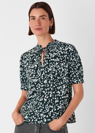 Animal Tie Neck Blouse