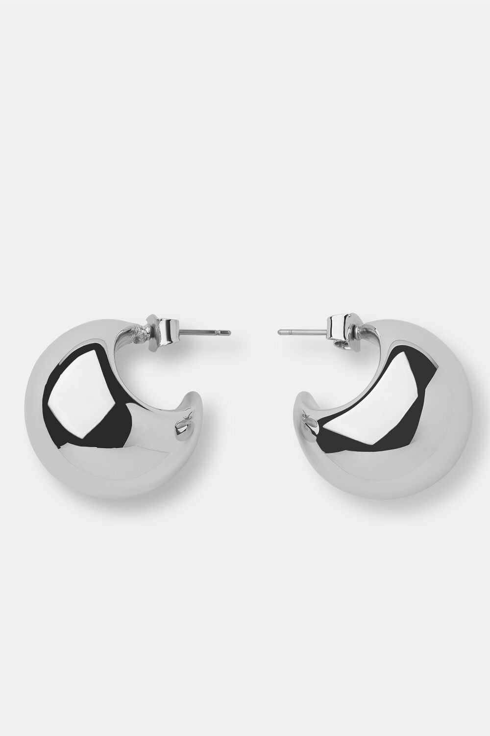 Silver Chunky Curved Stud Earring