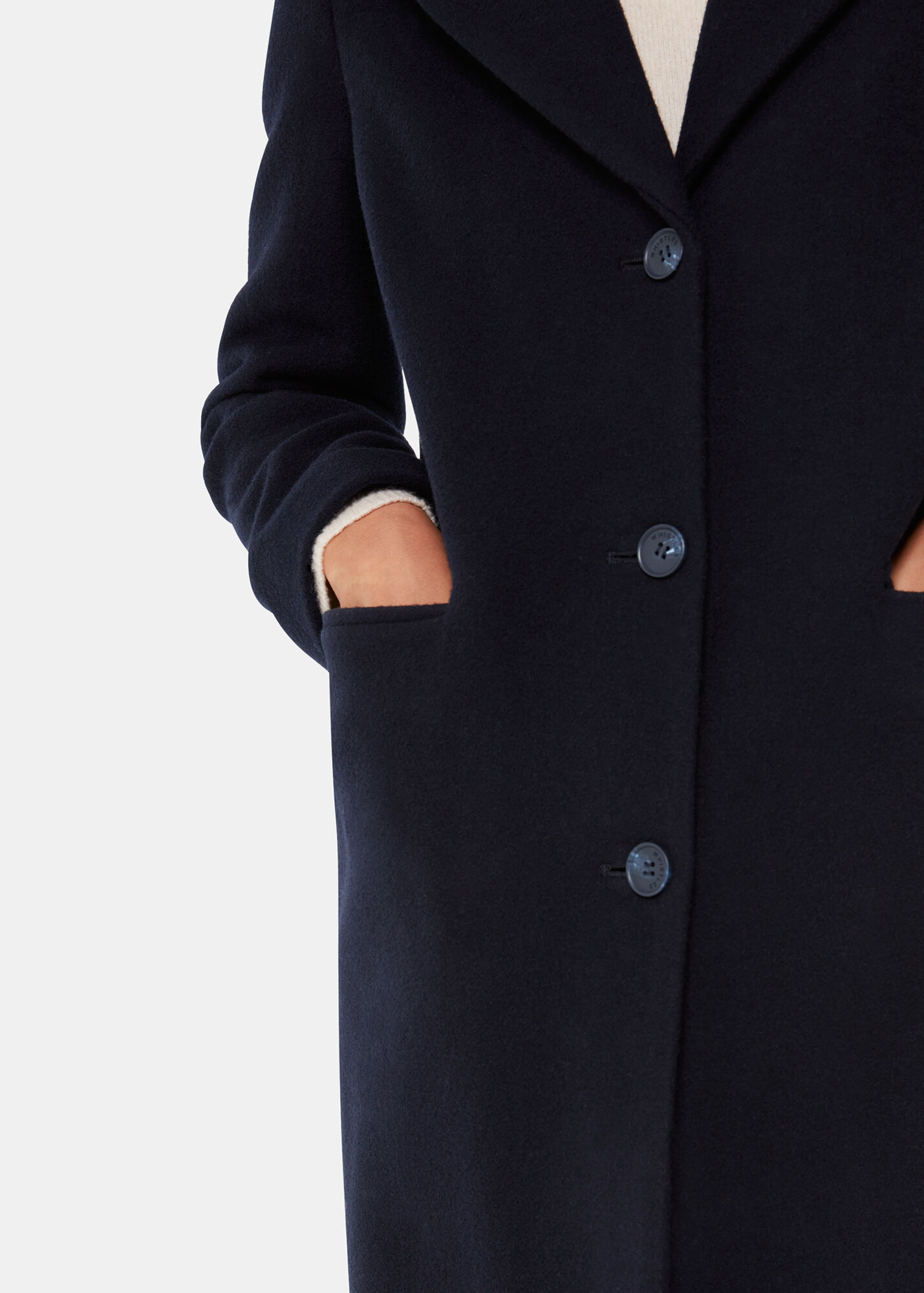 Navy Amalia Longline Coat WHISTLES Whistles UK