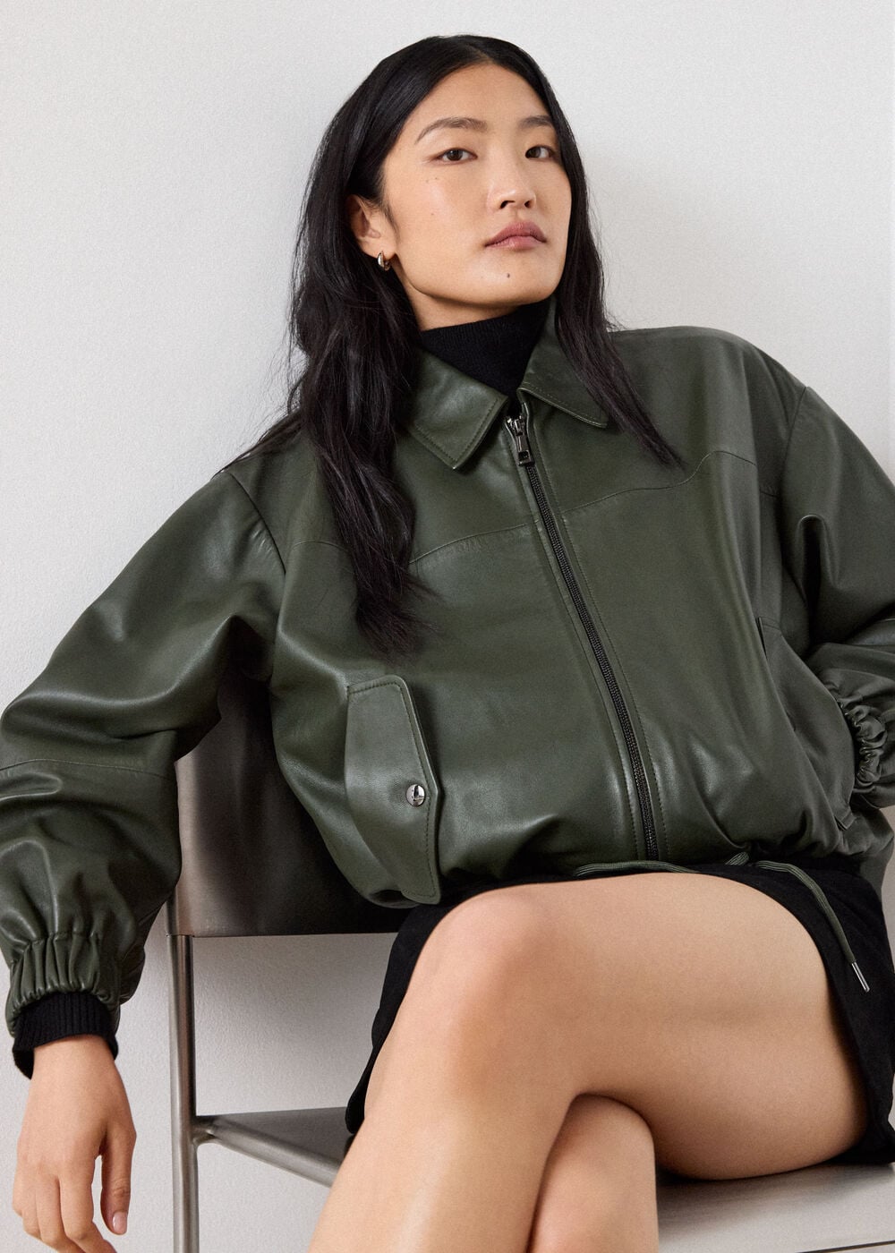 Frida Leather Bomber Jacket