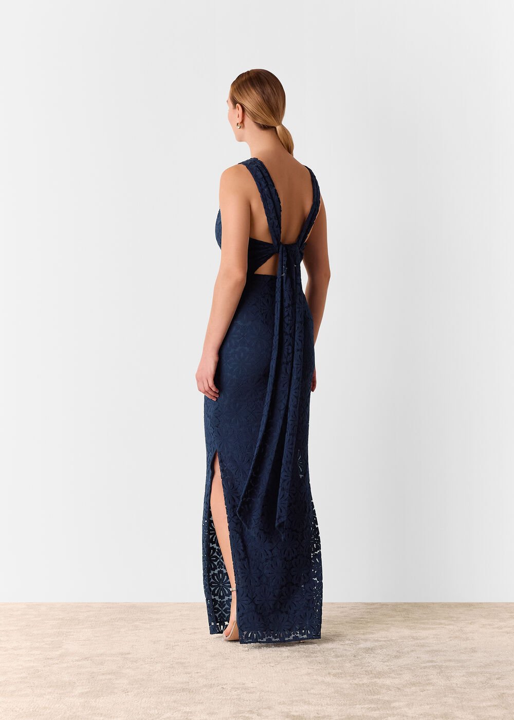 Lace Tie Back Maxi Dress