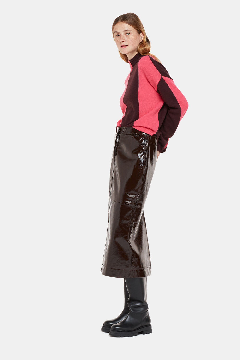 Vertical Stripe Funnel neck