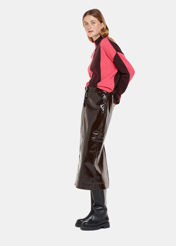 Vertical Stripe Funnel neck