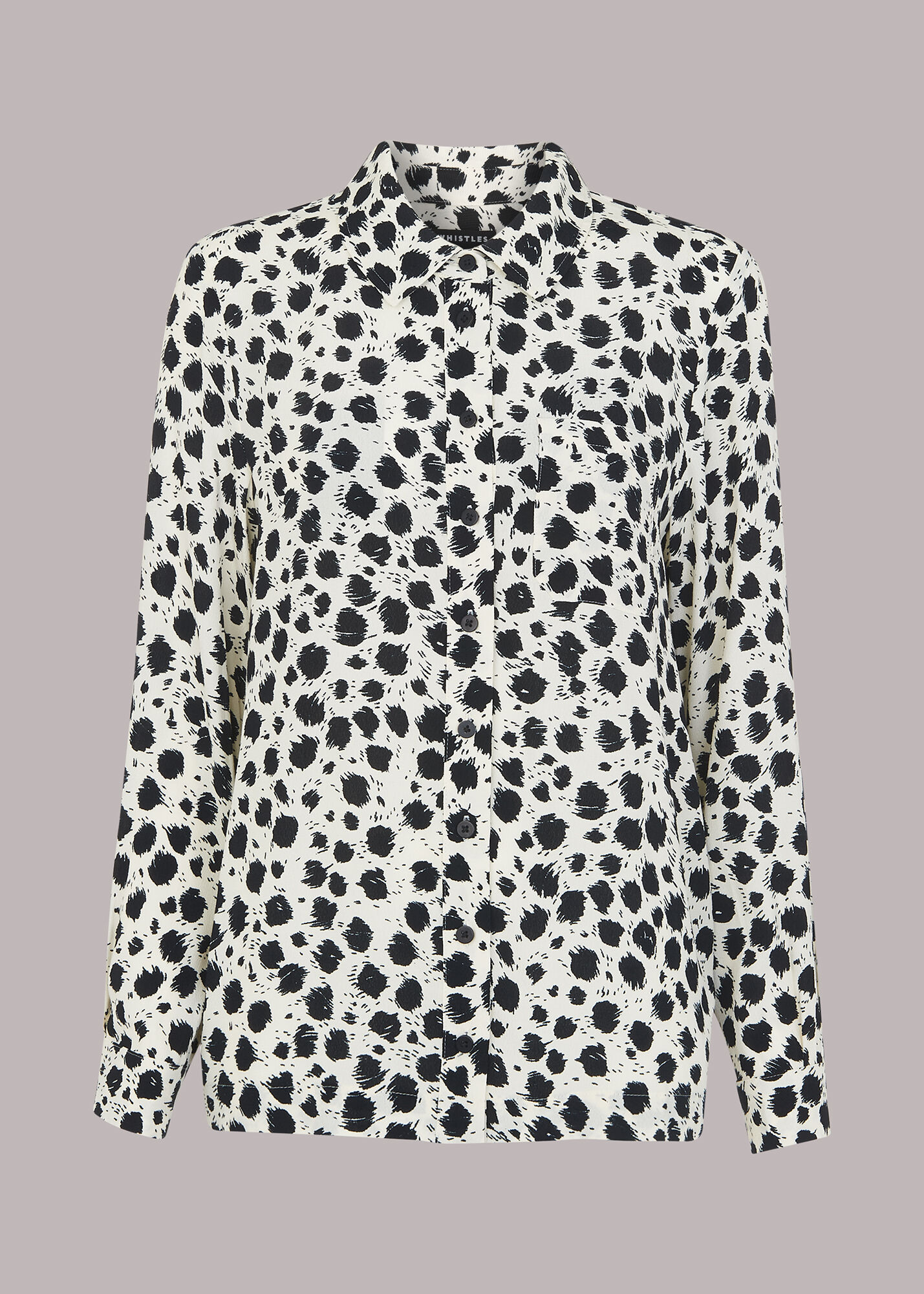 Black White Brushed Dalmatian Shirt WHISTLES Whistles UK