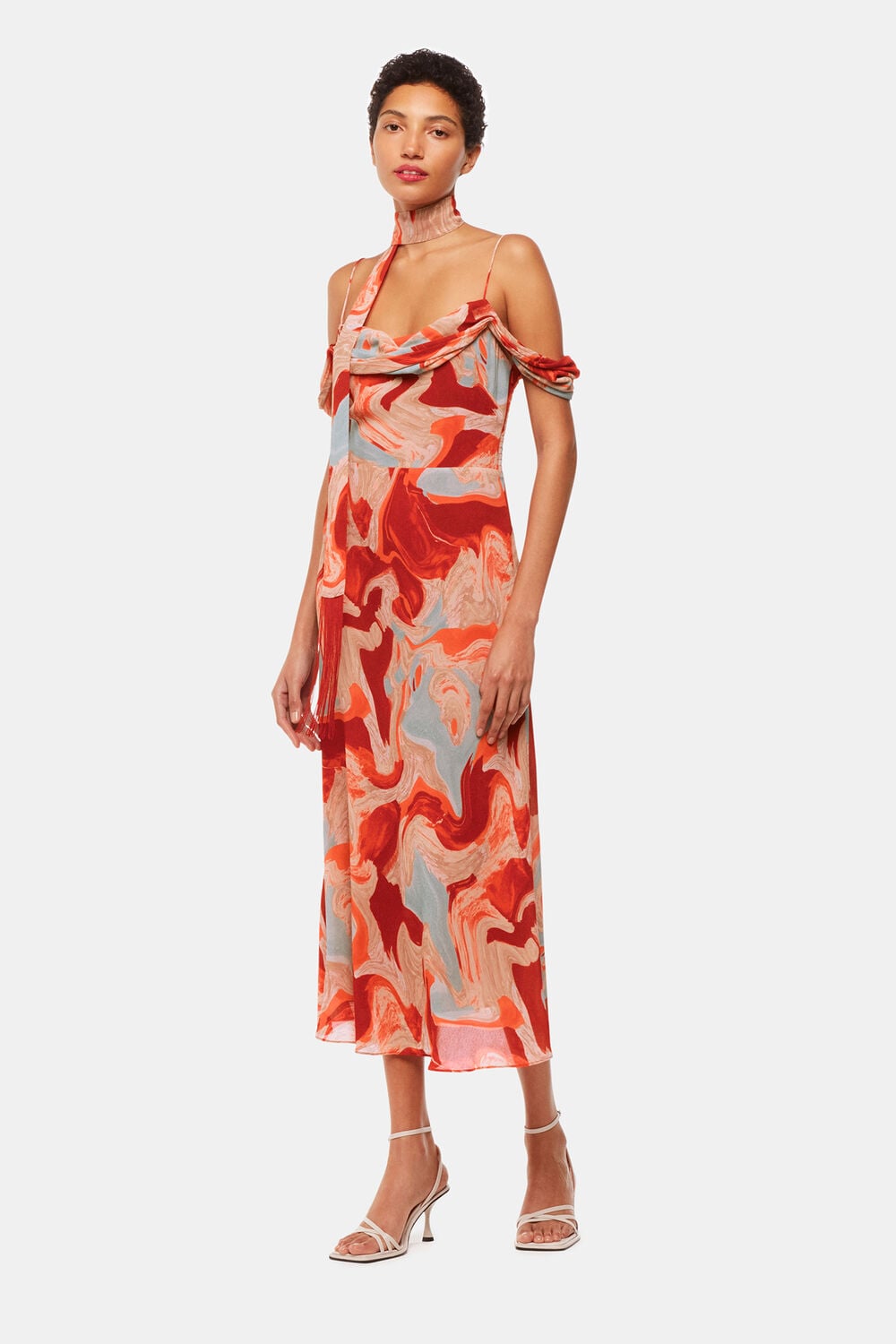 Red Marble Print Dress