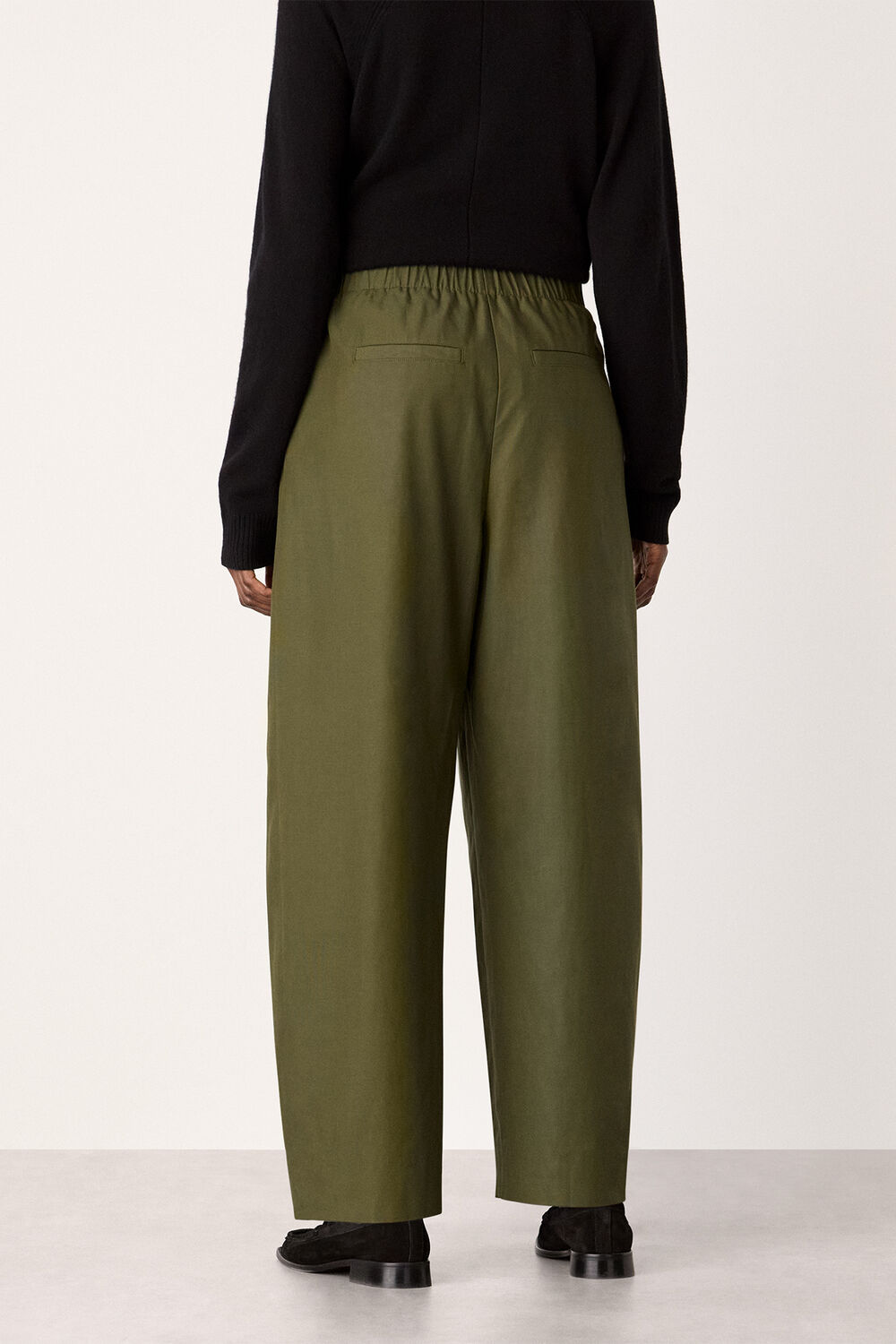Khaki Pleat Front Barrel Trouser