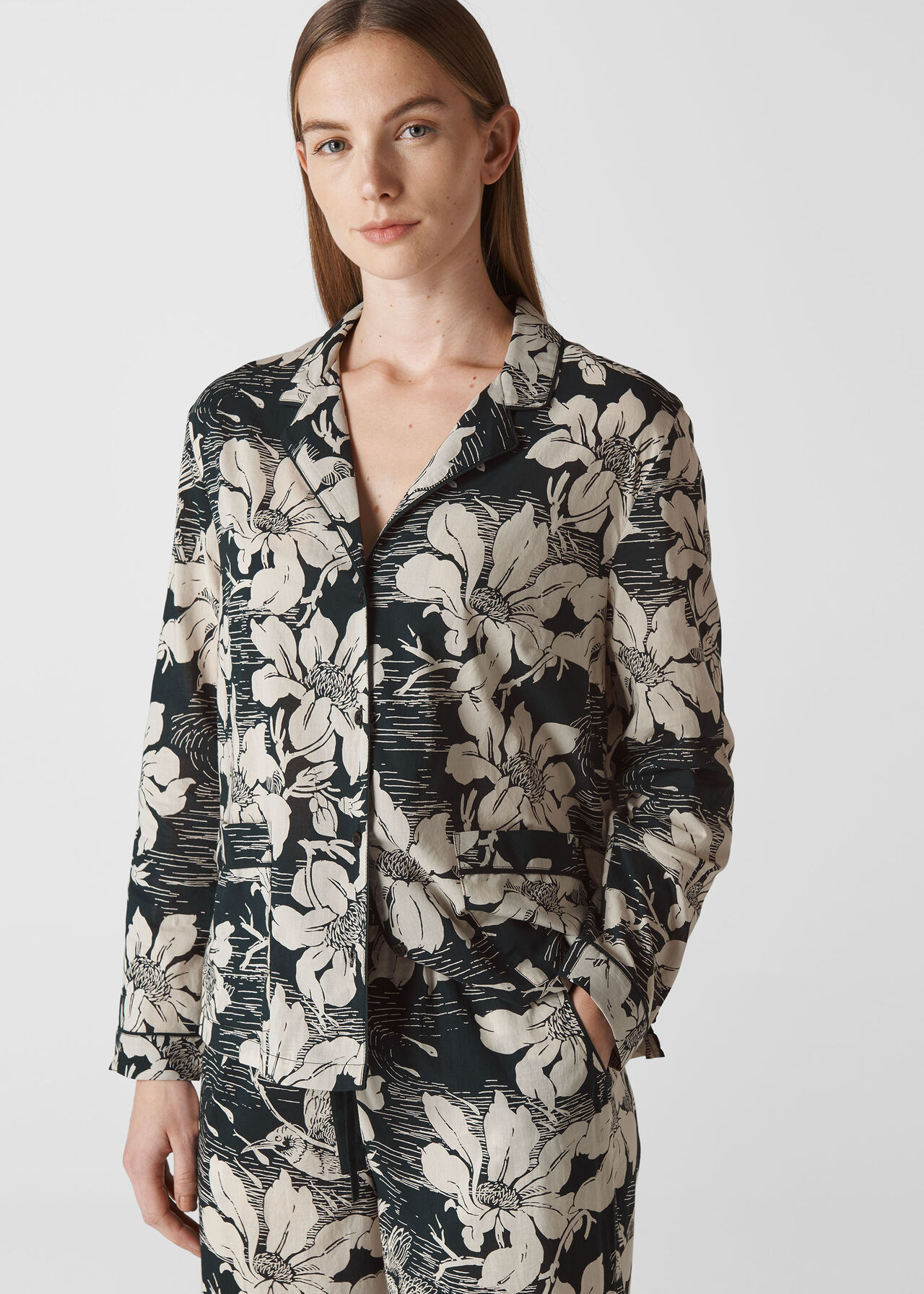 Birds Of Paradise Pyjama Set Black and White