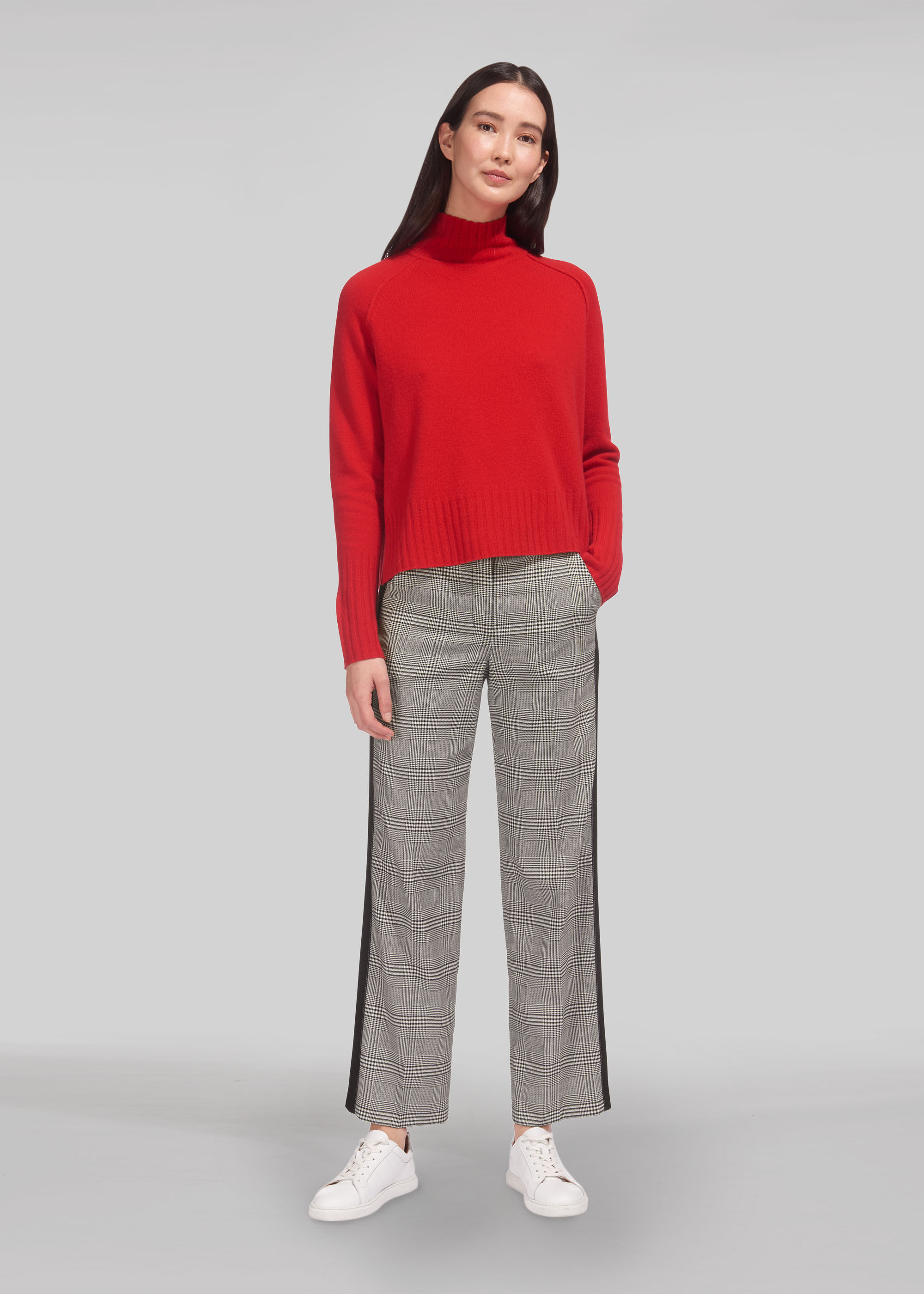 Linen-blend trousers - White/Striped - Ladies | H&M GB
