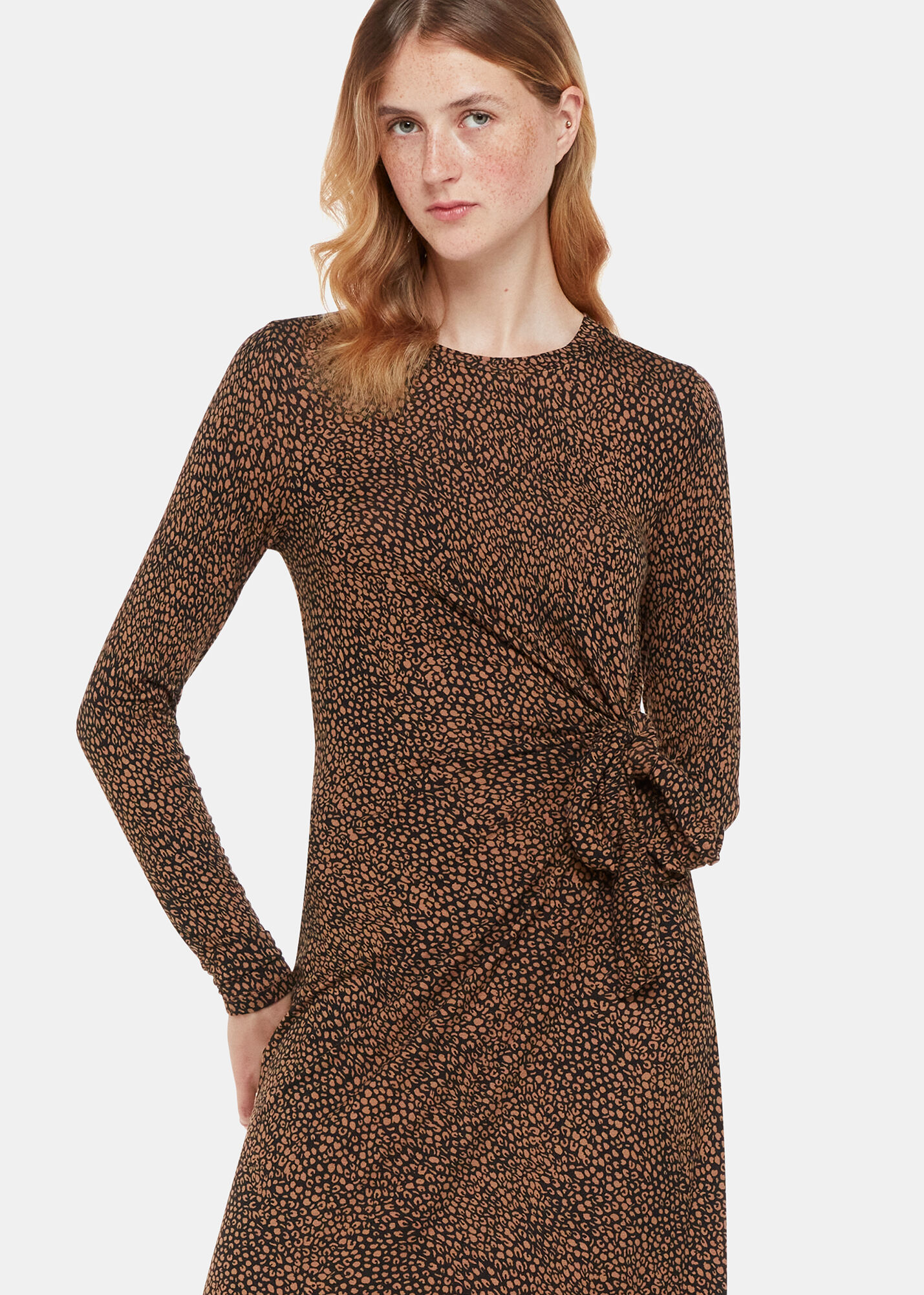 Black Multi Coffee Bean Tie Jersey Dress WHISTLES