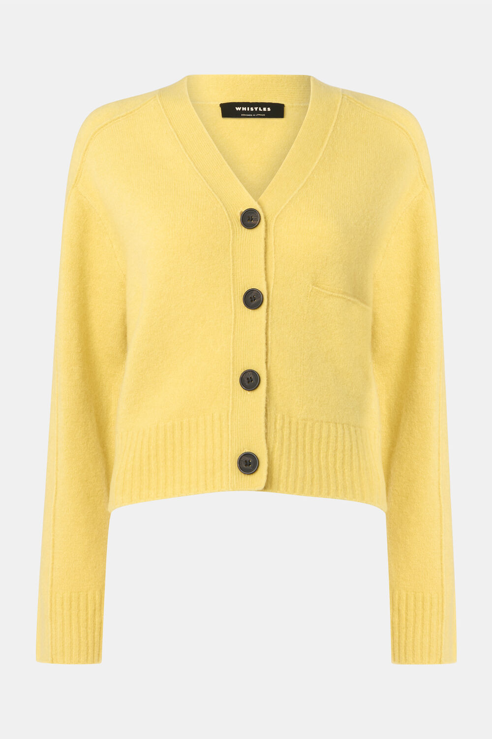 Yellow Wool Mix Pocket Cardigan