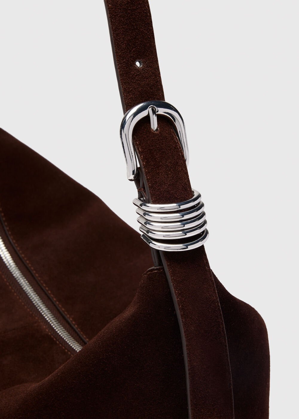 Ring Detail Suede Shoulder Bag