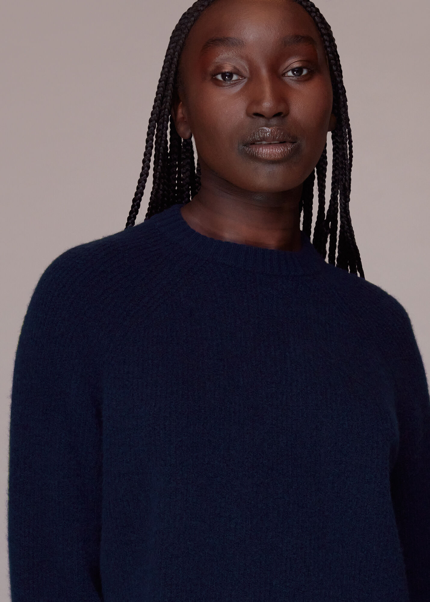 Navy Frankie Ribbed Jumper WHISTLES