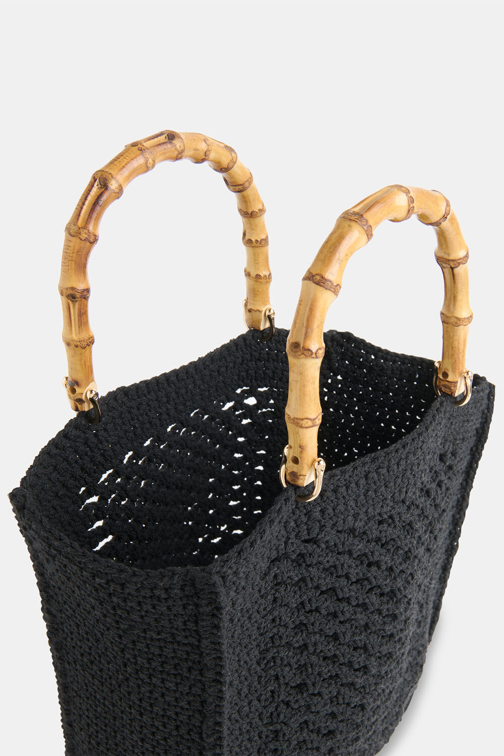 Bamboo Handle Crochet Mini Bag