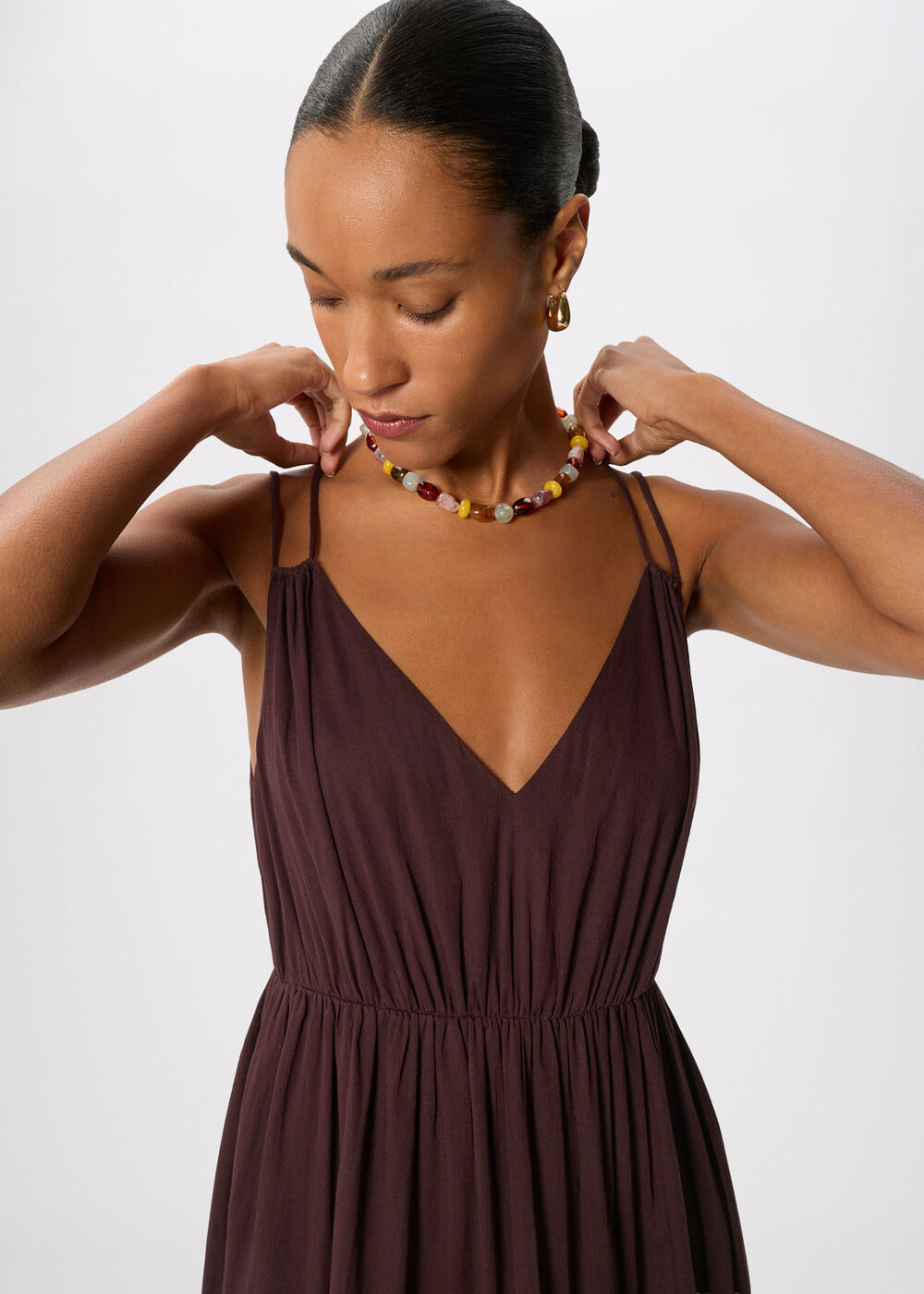 Cotton Maxi V Neck Sundress