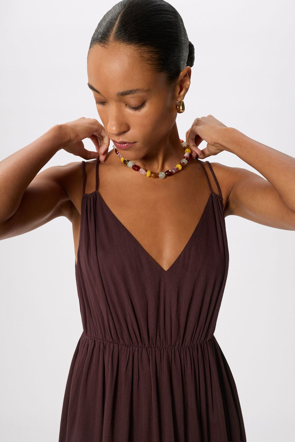 Cotton Maxi V Neck Sundress