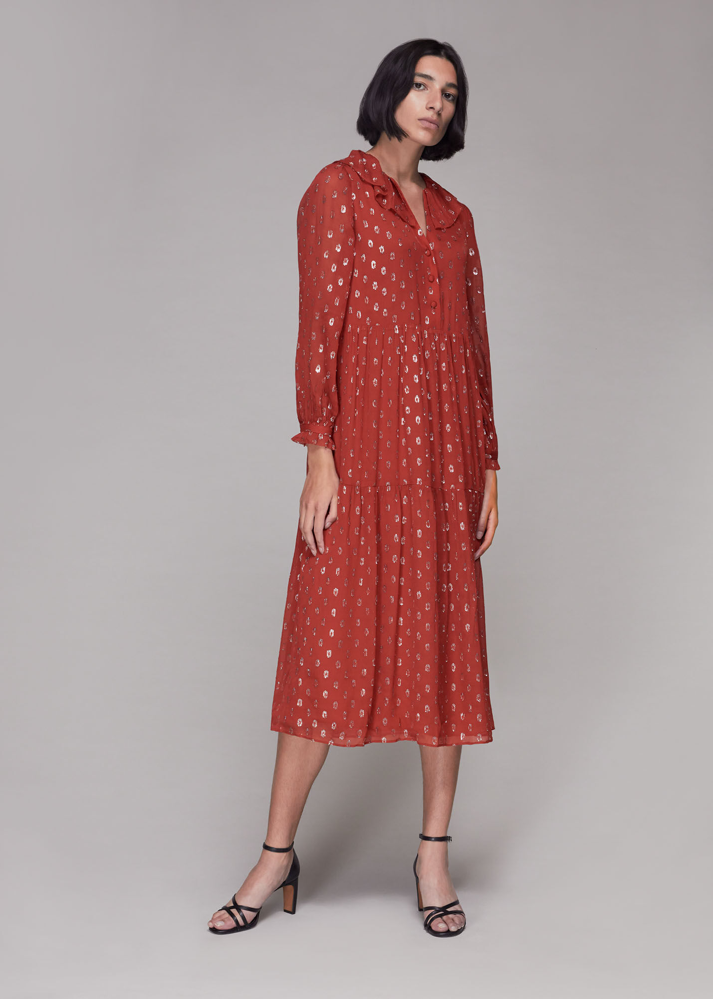 Polka dot dress rust shop