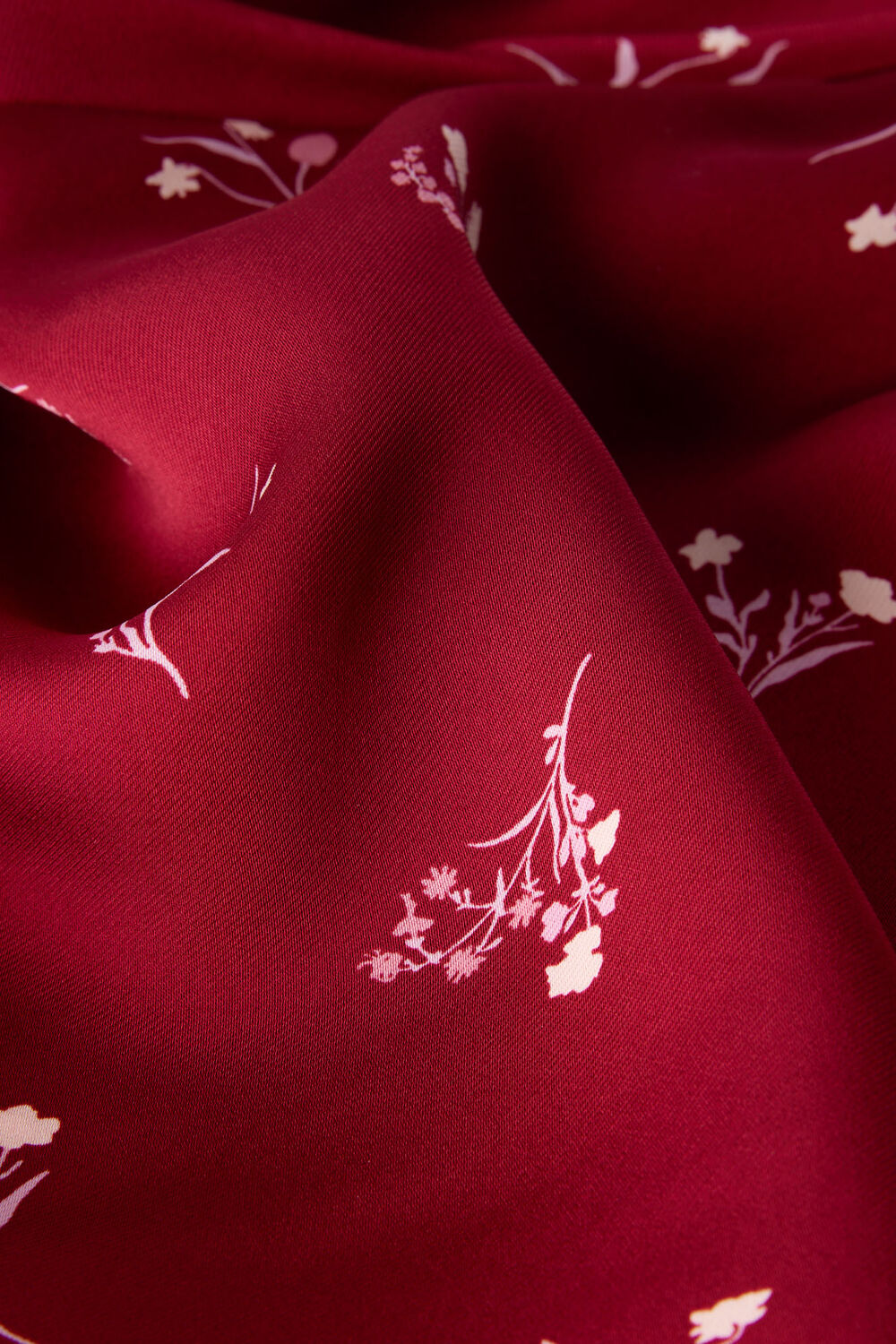 Burgundy Floral Fit And Flare Midi Skirt