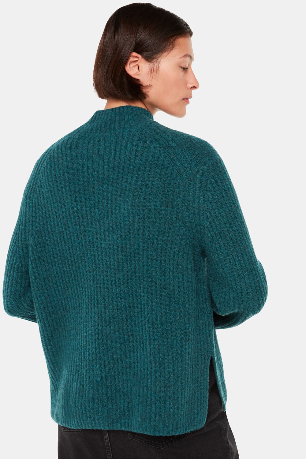 Wool Mix Rib Funnel Neck