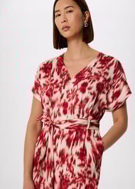 Blurred Floral Tie Jumpsuit