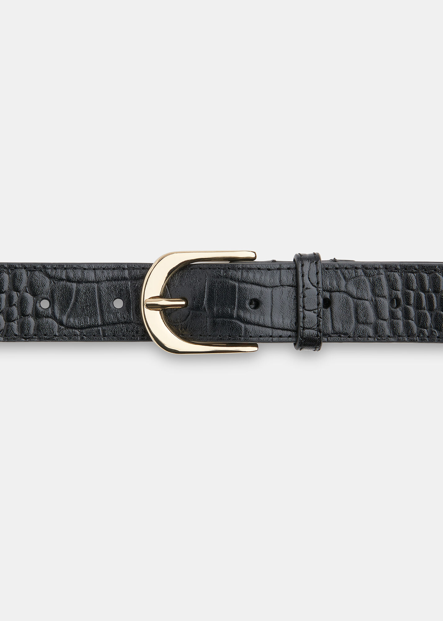 Black Shiny Croc Belt | WHISTLES | Whistles UK |