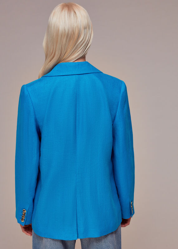 Blue Petite Lucy Linen Blazer