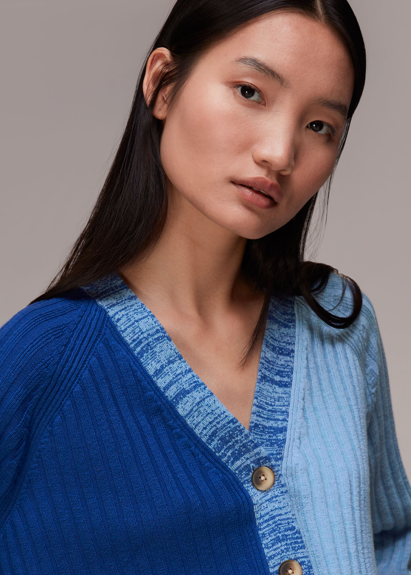 Blue Colour Block Cardigan WHISTLES