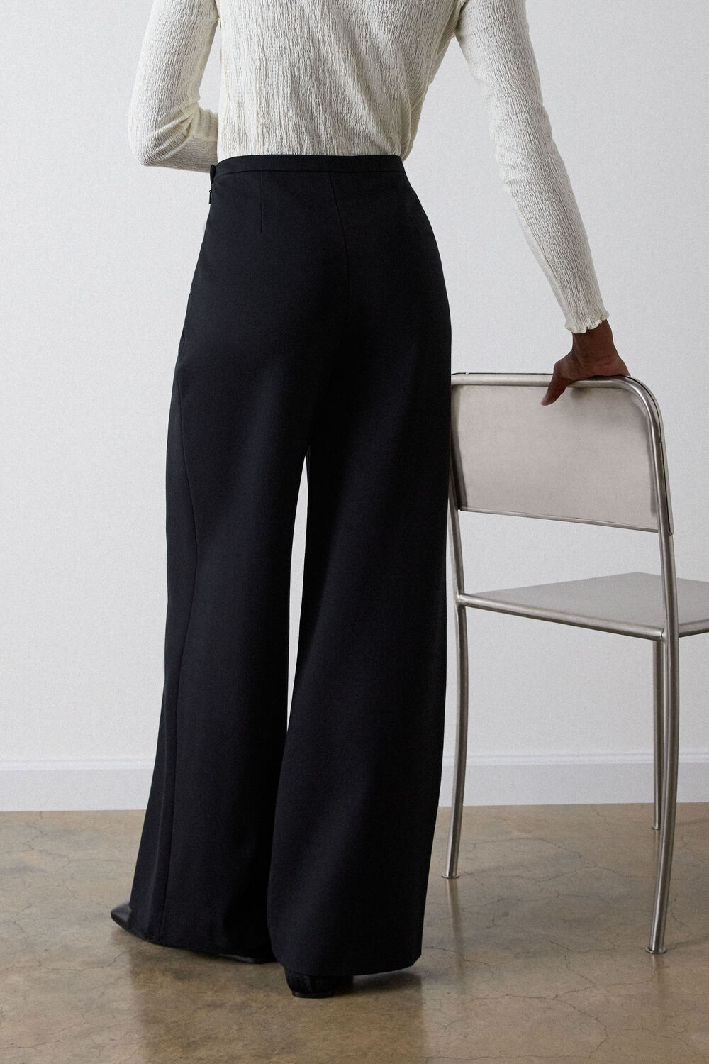 Black Ponte Wide Leg Trouser
