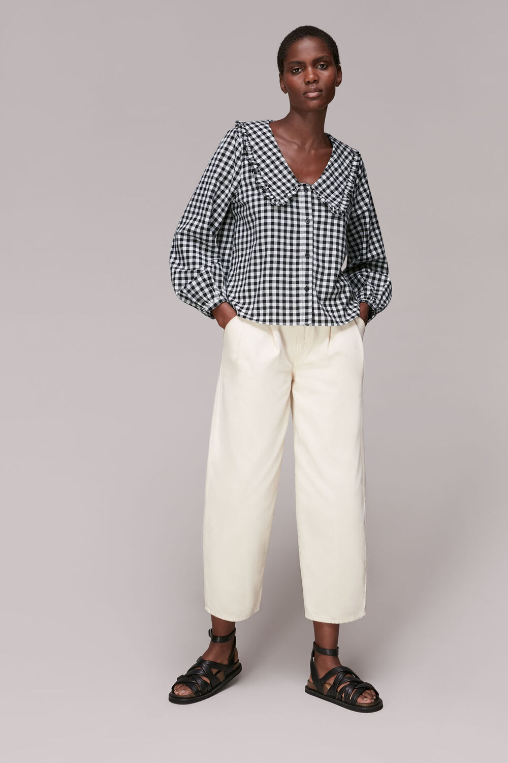 Gingham Collar Detail Top