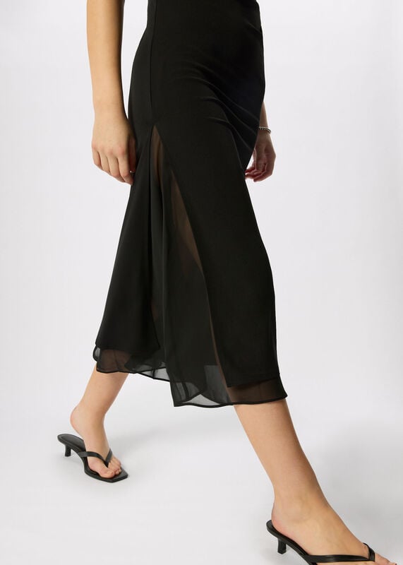 Black Jersey Sheer Underlayer Dress