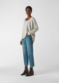 Cashmere Scoop Neck Sweater Pale Grey