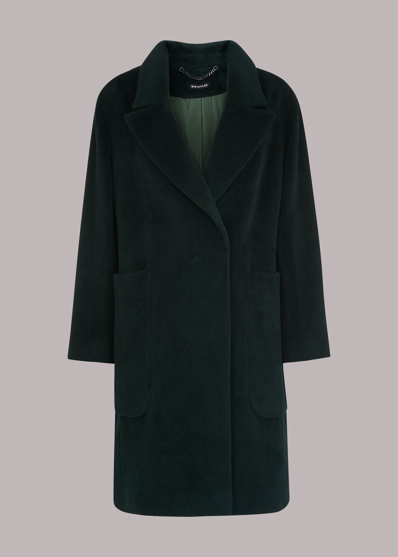 Green Lola Wool Mix Cocoon Coat | WHISTLES