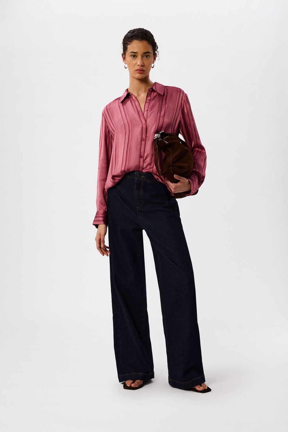 Pink Satin Stripe Shirt