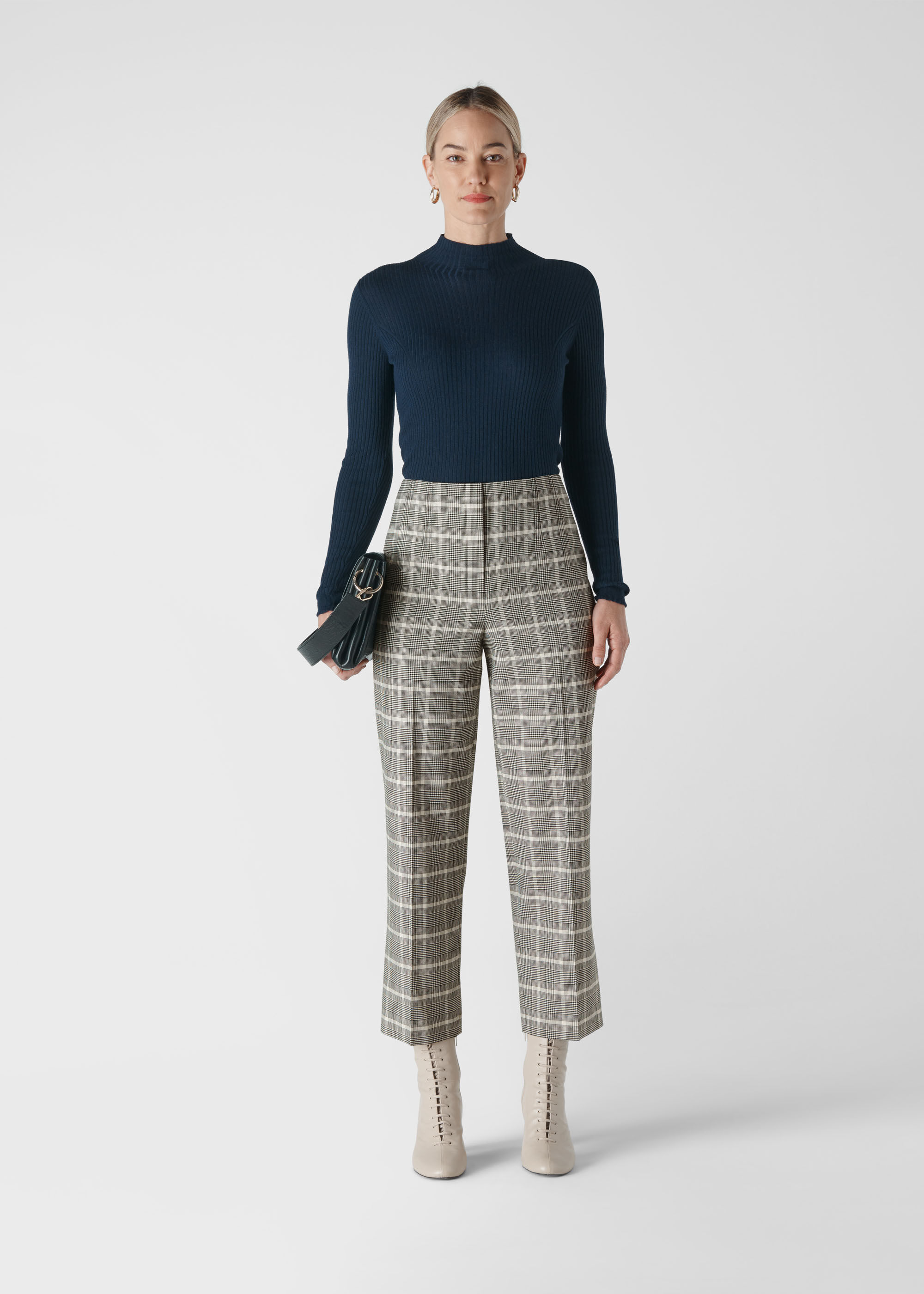 Black and white tartan on sale trousers