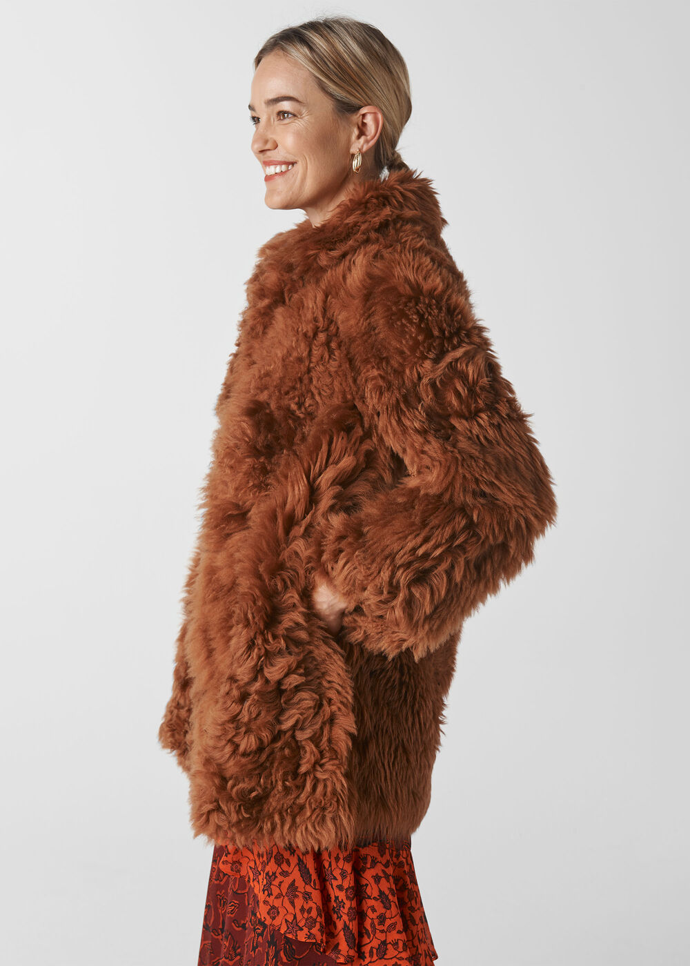 Eliza Short Sheepskin Coat Tan