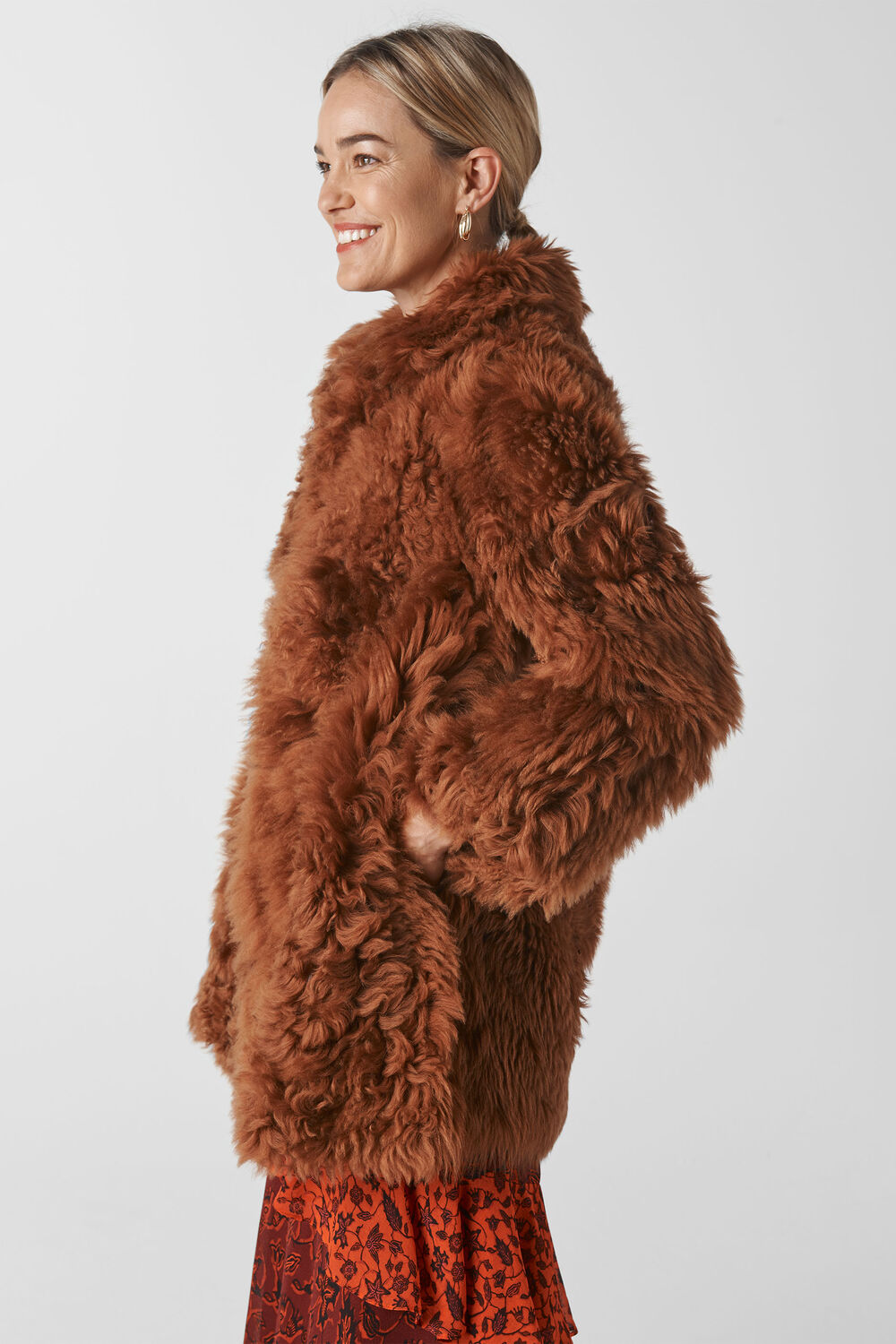 Eliza Short Sheepskin Coat Tan