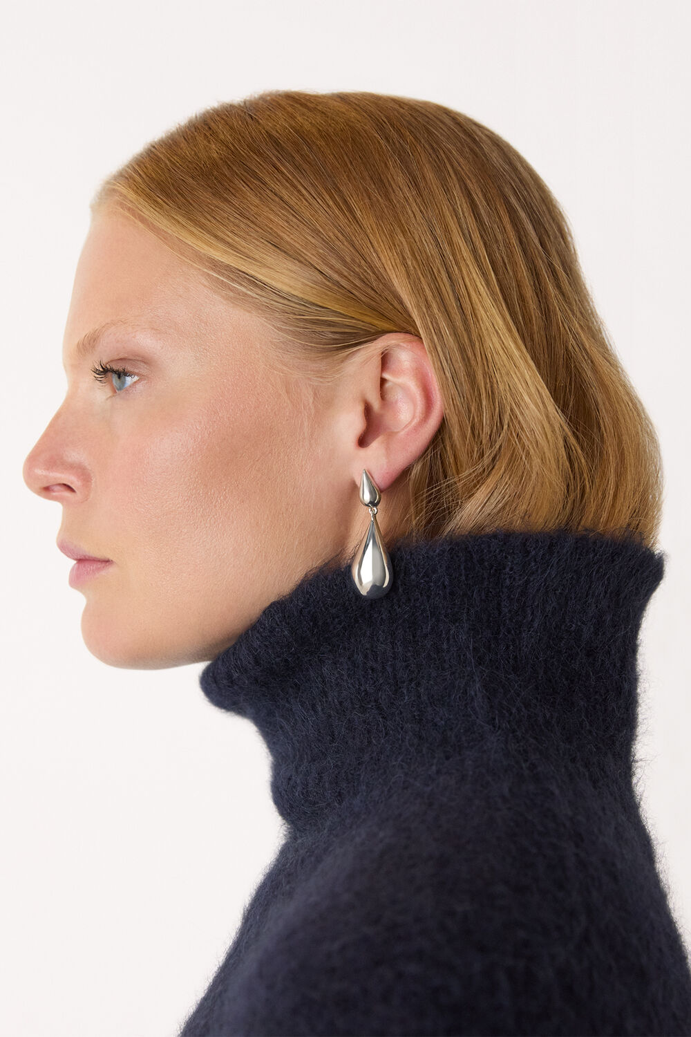 Silver Pointed Teardrop Earring