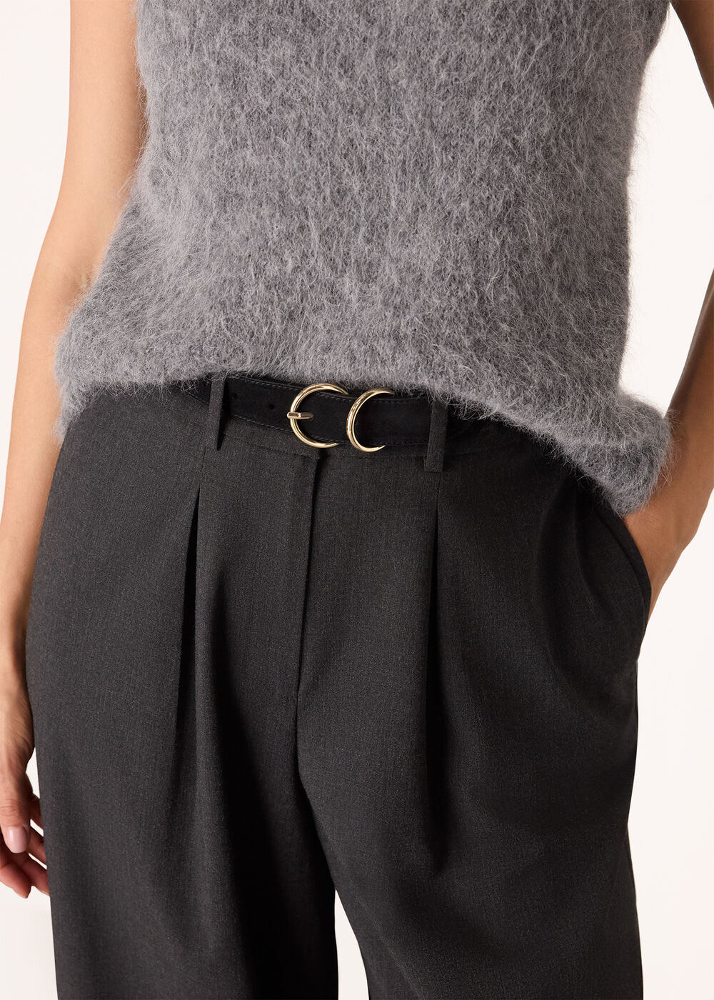 Suede Double Ring Buckle Belt