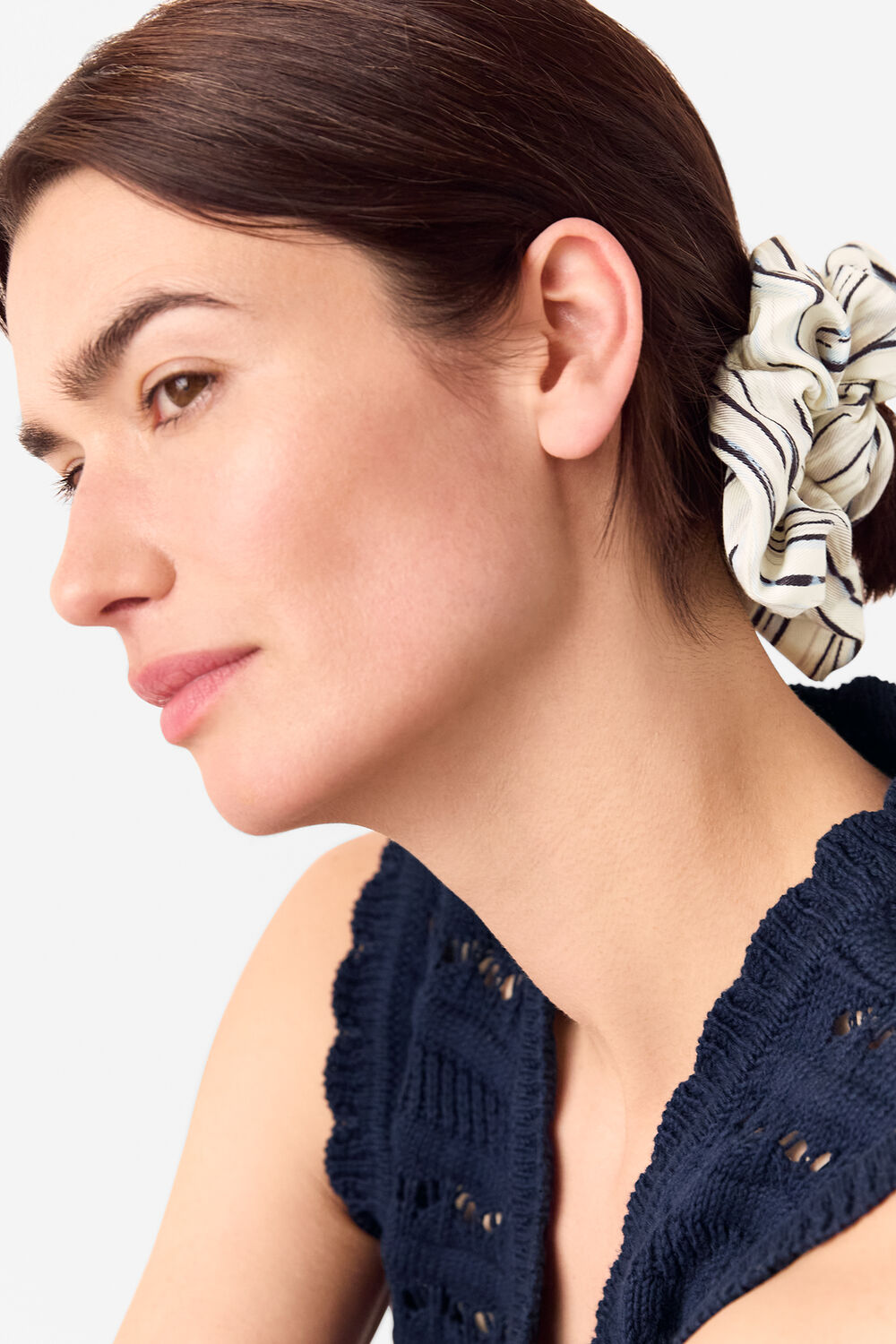 Ivory Abstract Stripe Scrunchie