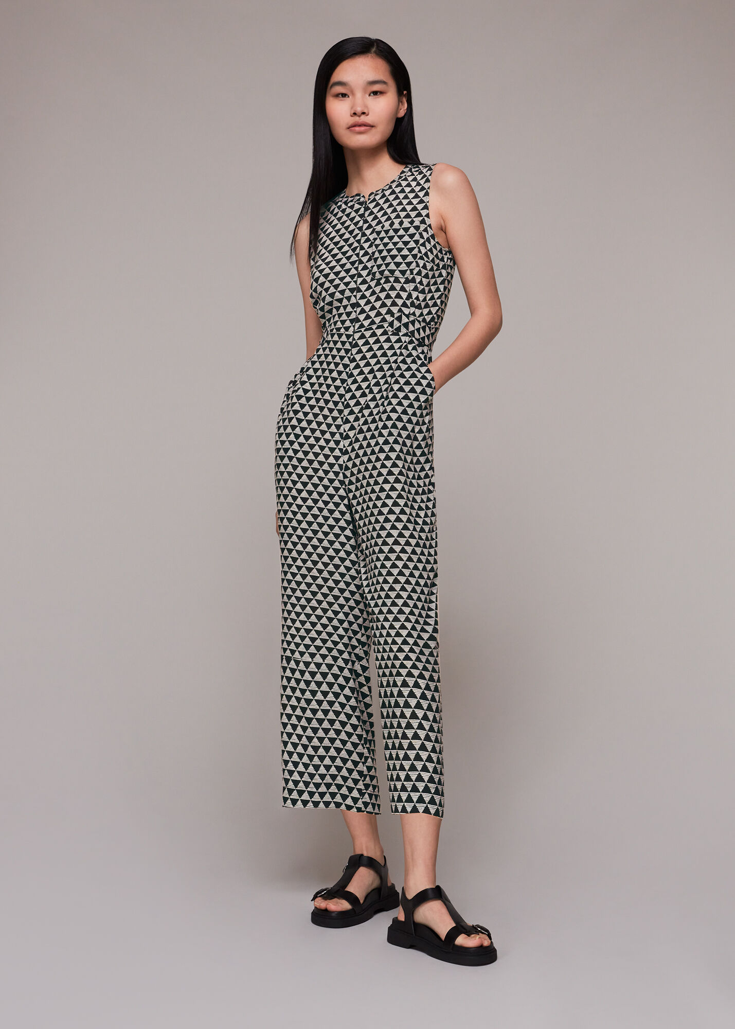 Black/Multi Triangle Checkerboard Jumpsuit WHISTLES