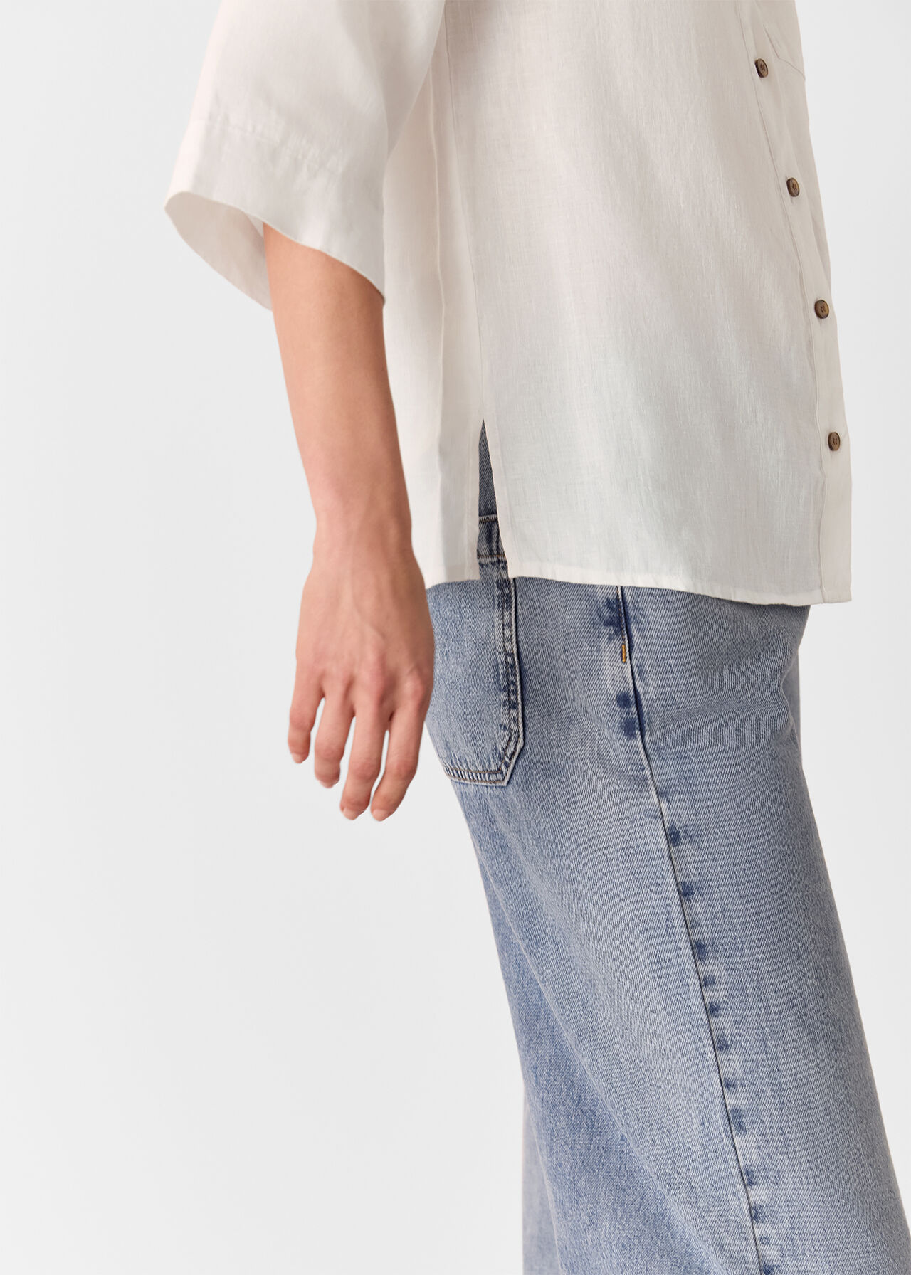 Linen Grandad Collar Shirt