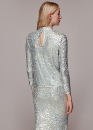 High Neck Sequin Top