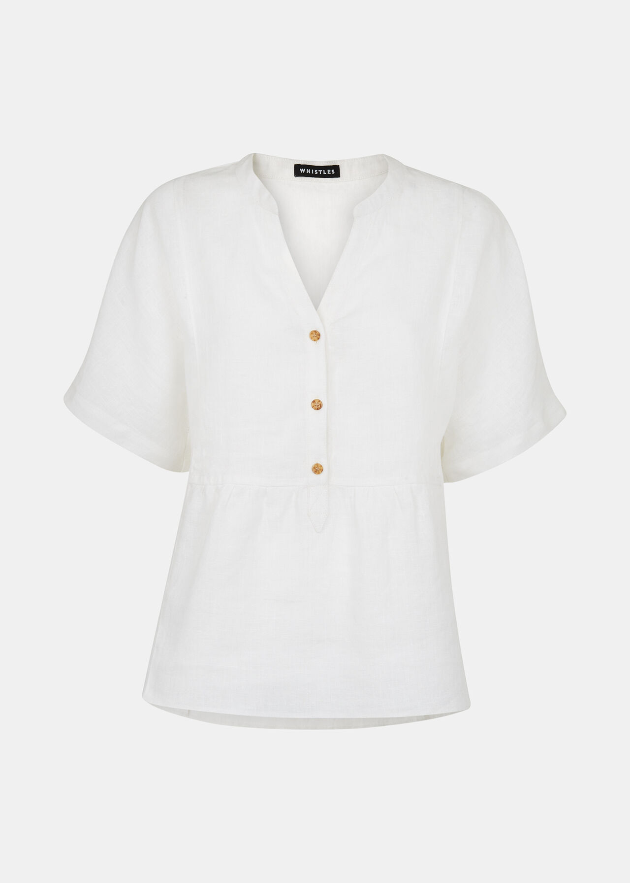 White Hannah Linen Peplum Blouse | WHISTLES