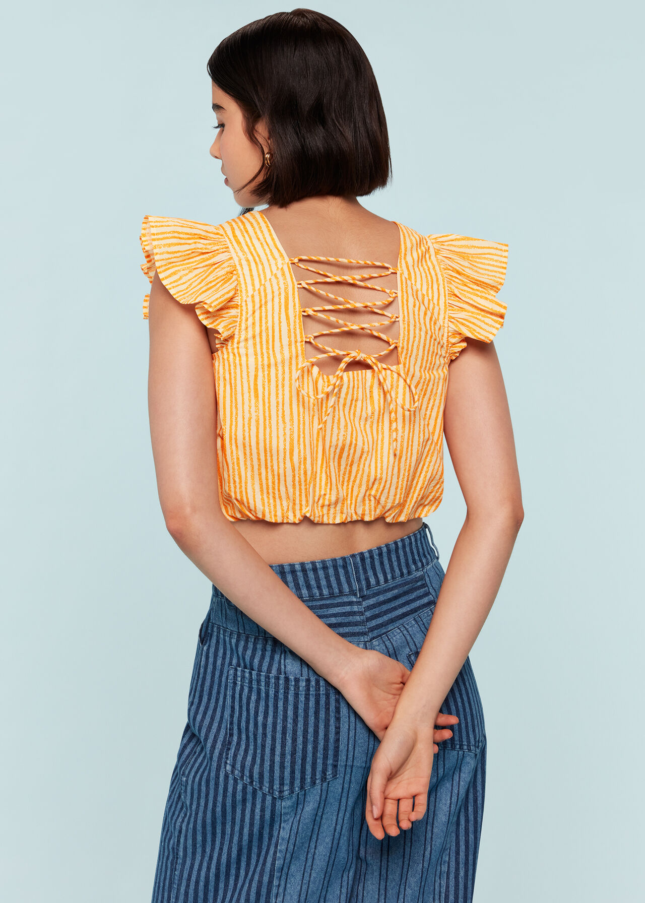 Chalk Stripe Print Top