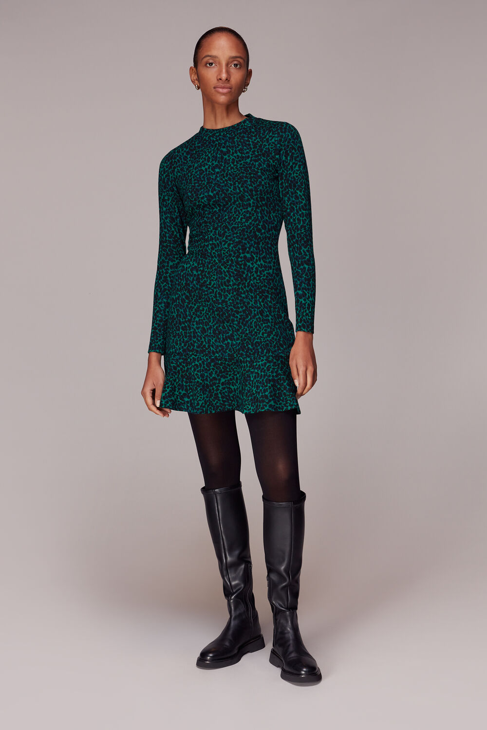 Forest Leopard Jacquard Dress