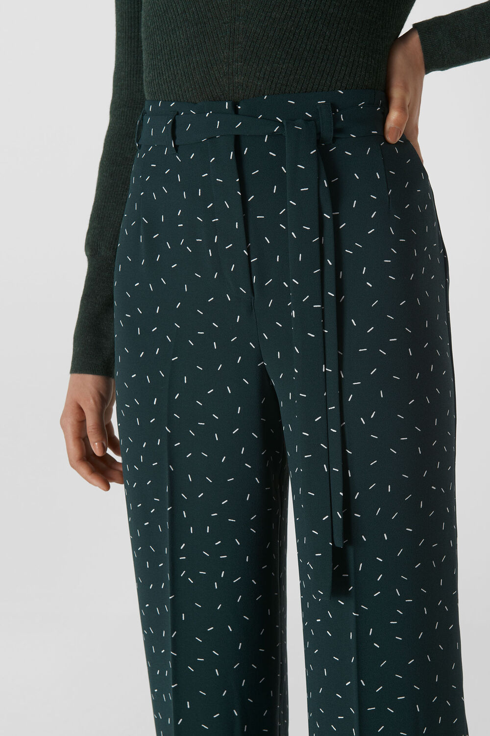 Sprinkle Tie Waist Trouser Dark Green