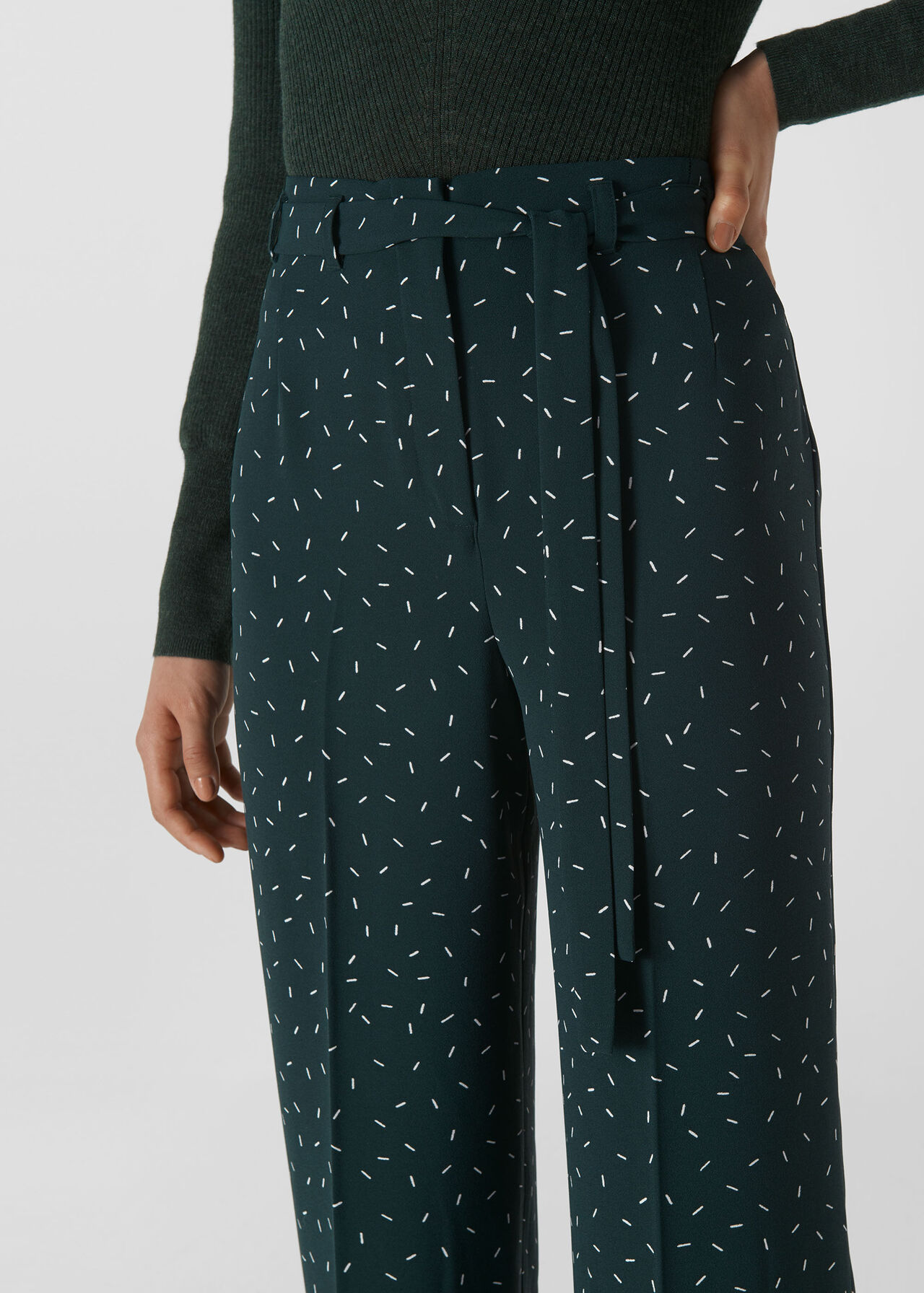 Sprinkle Tie Waist Trouser Dark Green