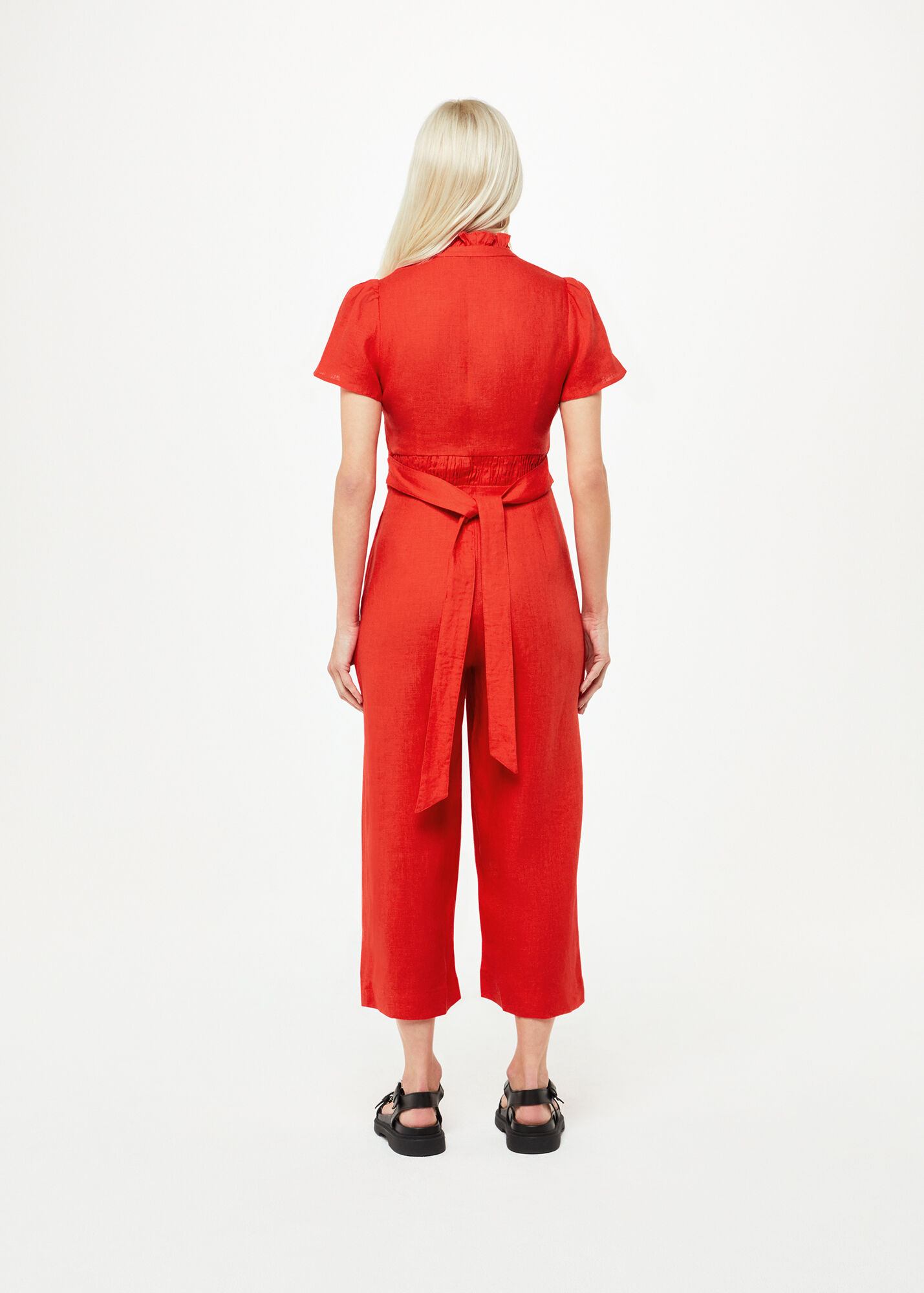 Red Emmie Linen Jumpsuit WHISTLES
