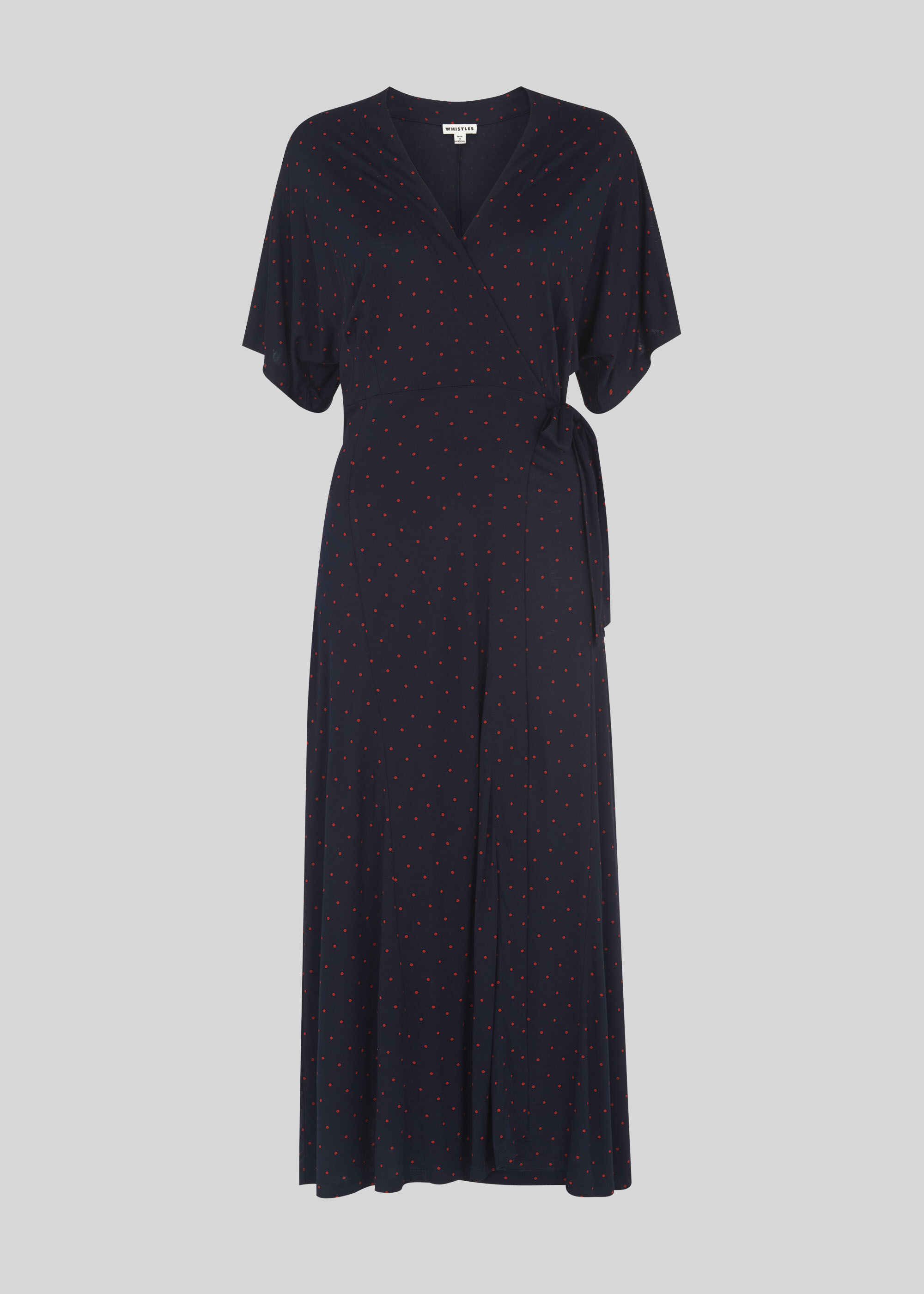 Whistles spot 2025 wrap jersey dress