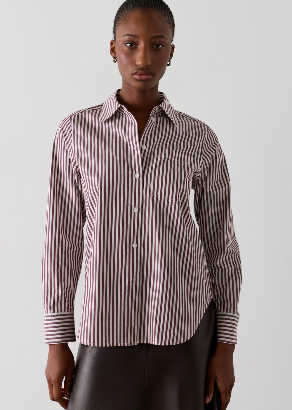 Burgundy Relaxed Fit Stripe Shirt